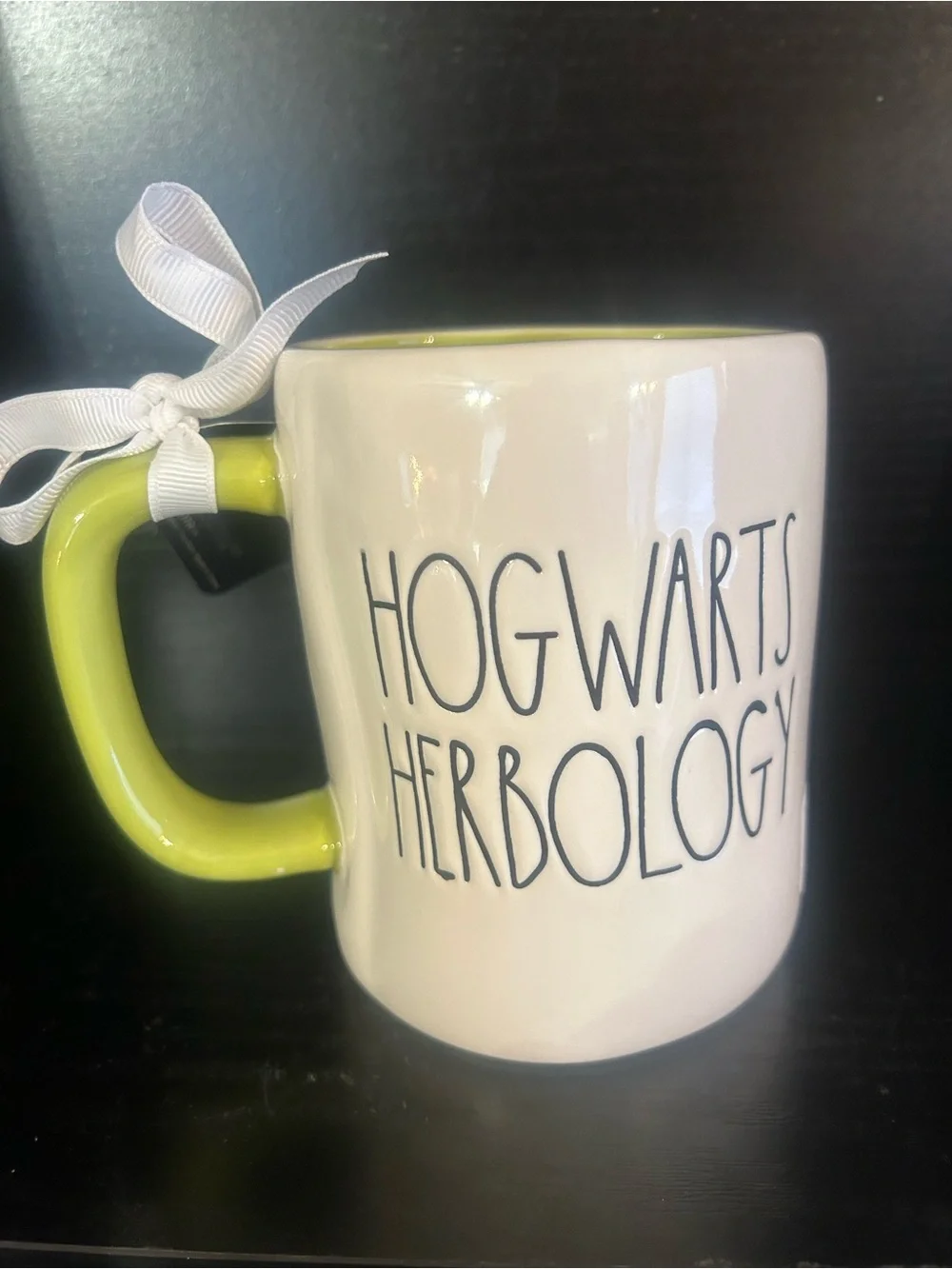 Rae Dunn Hogwarts Herbology Mug - White with Green Handle